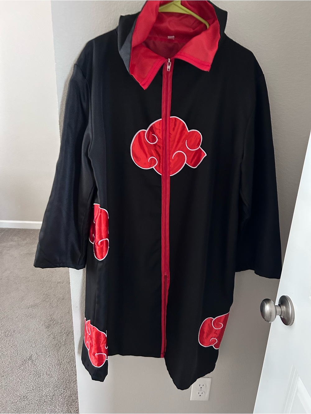 Naruto Akatsuki Cloak Black Red Cloud Anime Cosplay